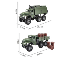 Camion de transport télécommandé à six roues à l'échelle 1:16 avec lumières, batterie rechargeable, jouet pour enfants, vert
