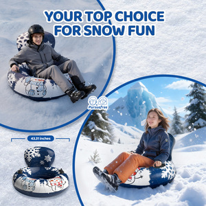 Pursuefree Ski Tube Double Size Inflatable Snowman Design <b>Backrest</b> Outdoor Winter Sled 168x97x30cm - Product Image 5