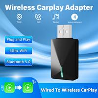 Adaptateur CarPlay filaire vers sans fil pour IPhone, taille mini avec câble d'extension USB et USB-C/Type-C, WiFi double bande 5.8Ghz, mise à jour OTA