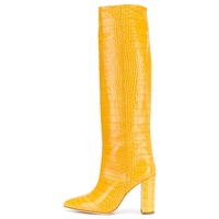 Bottes longues à talons épais pour femme, chaussures de créateur blanches violettes, automne