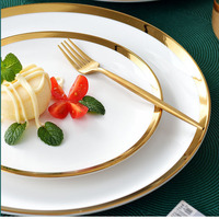 10 12 pouces Noël doré incrustation blanc Steak fruits Dessert ménage os chine plat assiette