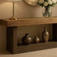 Console d'entrée convertible en bois massif Wabi-Sabi, table de couloir moderne minimaliste de luxe léger, meuble d'appoint mural