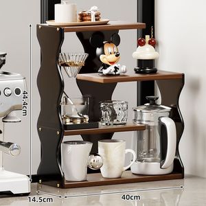 Étagère de bureau multi-niveaux à 4 étages en bois et acrylique, organiseur de rangement pour cuisine, bureau, salle de bain, porte-gobelets - Product Image 4