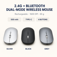 Souris sans fil double mode 2,4 GHz, design exclusif, molette métallique, 1600 DPI, 4 boutons, Type C pour le bureau