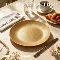 Assiette de présentation en plastique PP dorée sur mesure, gaufrée à motif galet, pour décoration de table de mariage et de fêtes