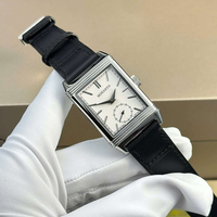 Nouvelle Arrivée Montre-bracelet mécanique rectangulaire pour homme, petite seconde, cadran blanc, bracelet en cuir noir, remontage manuel, montre de business