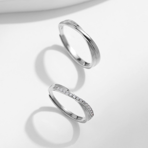 Rắn 925 Sterling Bạc Dòng Twining Lãng Mạn Có Thể Điều Chỉnh Cổ Điển Cưới Engagement Zirconia Vài Nhẫn Cho Phụ Nữ Người Đàn Ông - Product Image 6