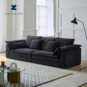 Zayshine Sâu Ngai Vàng Lông Rắn Khung Gỗ Hiện Đại Màu Xám Đen Mờ Vải Cắt Sofa Bộ Ba Chỗ Ngồi Cho Phòng Khách - Product Image 1