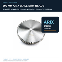 Lame de scie murale diamantée soudée au laser de 600 mm pour la découpe du béton armé avec segments inclinés et diamant à segments ordonnés