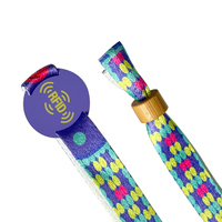 Bracelet tissé RFID écologique personnalisé, impression intégrale, étiquette PVC rigide, bracelets promotionnels avec fermetures personnalisées