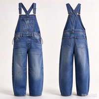 Salopette en jean à jambes ballon, délavage foncé, boutons latéraux, pour tenue de soirée de Noël ou de fête