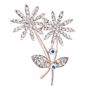 Broches <span class=keywords><strong>de</strong></span> luxe haut <span class=keywords><strong>de</strong></span> gamme en alliage avec strass et cristaux en forme <span class=keywords><strong>de</strong></span> fleur, avec épingles, pour femmes, mariage, fête nuptiale, fourniture d'usine, personnalisables - Product Image 5