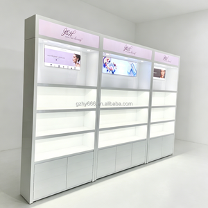 Vitrine de présentation de cosmétiques LED personnalisée avec rangement verrouillable, étagères multi-niveaux pour magasin de proximité - Product Image 2