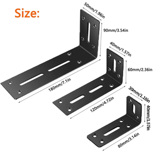 Black <b>Stainless</b> <b>Steel</b> L <b>Angle</b> Heavy Duty Wall <b>Bracket</b> 90 Degree Right <b>Angle</b> Adjustable <b>Angle</b> Code 2mm Thickness DIY Furniture - Product Image 5