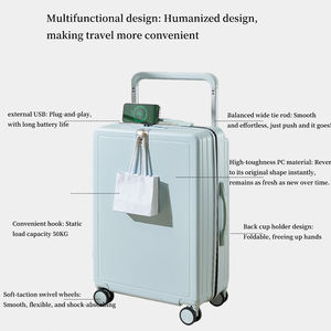 Nouvelle valise de voyage à roulettes premium avec poignée télescopique large, 20/22/24/26 pouces, avec roulettes silencieuses, porte-bouteille, crochet - Product Image 4