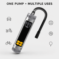 Portable Air Compressor Mountain Bike Tires 150PSI Electric Ball Pump for Car Motorcycle Basketball with SOS Emergency LED Light