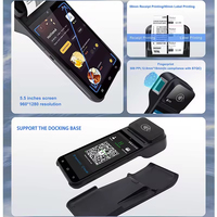 Venta al por mayor portátil 5,5 pulgadas 4G Wifi 3G + 32GB operación certificada Android 12 sistema de pago de mano Pos 58mm impresora térmica