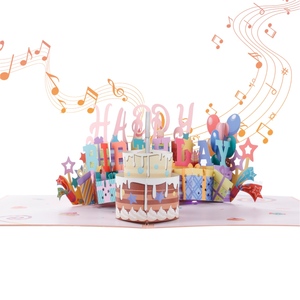 Carte d'<span class=keywords><strong>anniversaire</strong></span> musicale pop-up Winppsheng en gros, gâteau rose gonflable 3D avec <span class=keywords><strong>musique</strong></span> LED - Product Image 2