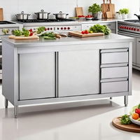 Table de travail professionnelle autoportante en acier inoxydable avec grands compartiments de rangement et tiroirs à outils de qualité industrielle