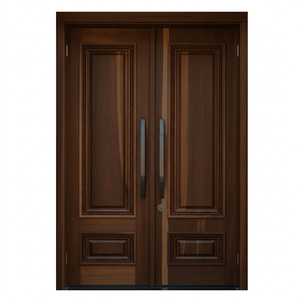 Puerta doble moldeada de madera maciza con núcleo de madera dura, estilo curvo para exteriores, modelo GA-47S, Malasia. - Product Image 1