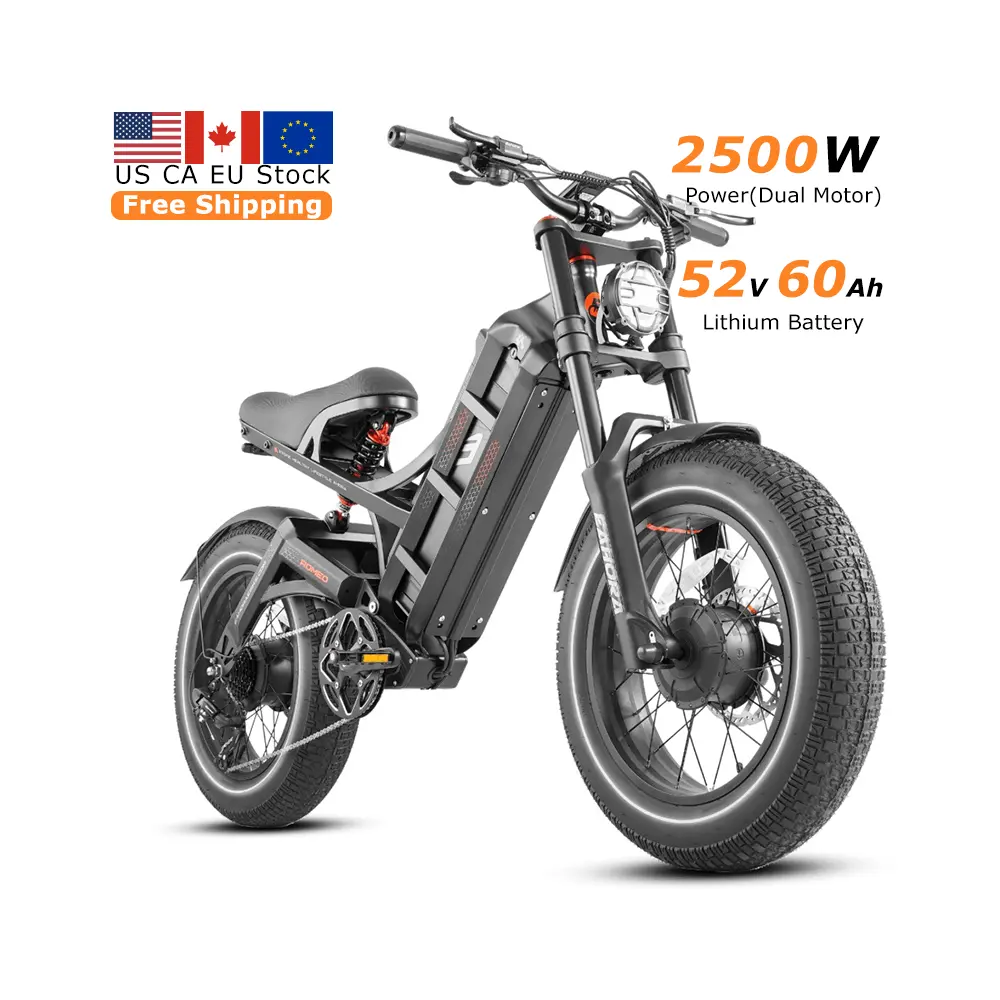 US EU CA Stock Eahora Romeo 2 Velo 2500W Fatbike Ebike Electric Fat Tire Mountain E Hybrid Road Cargo Dirt Bike Bicycle Adult