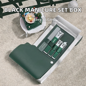 Factory Supply Custom Black Manicure Set 3 in 1 Straight Edge Toe Cutter Finger Nipper Nail <b>File</b> in <b>Box</b> - Product Image 2