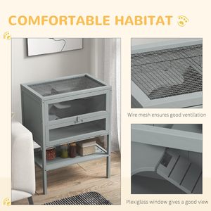 <span class=keywords><strong>Cage</strong></span> à <span class=keywords><strong>hamster</strong></span> en bois gris SDHC003 avec étagère de rangement, dessus ouvrable pour gerbilles, 8 kg, toutes saisons, nichoir pour petits animaux - Product Image 3