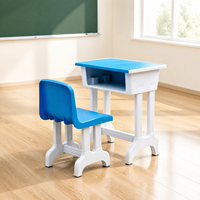 Ensemble de mobilier scolaire moderne et durable en métal, confortable, avec bureau et chaise réglables en hauteur pour enfants, idéal pour la salle de classe et l'étude à domicile