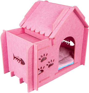 Rumah kucing bulu besar, Condos dalam ruangan dengan jendela untuk hewan peliharaan dengan alas tempat tidur kucing lembut - Product Image 4