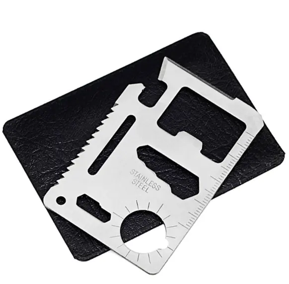 Stainless Steel 11 in 1 Survival Knife Multi Tool Camping card/Multifunction Outdoor Lifesaving Tool