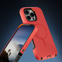 Étui Magnétique Defender avec Clip Ceinture pour iPhone 16 17 Pro Max, Housse de Protection Multi-Couches avec Charge Sans Fil, Coque de Téléphone Portable PC+TPU