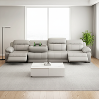 Canapé sectionnel inclinable en cuir véritable, moderne, carré, pour salon, avec fonctions de massage réglables et pliables, et pieds en métal