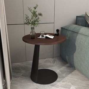 Walnut Solid Wood <b>Side</b> <b>Table</b> Round Minimalist Design For Living Room <b>Sofa</b> Corner Use - Product Image 2