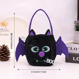 Bolsa de Terciopelo Suave con Estampado de Calabaza para Niños, para Recoger Dulces o Regalos de Halloween, Almacenamiento para Regalos de Halloween - Product Image 6