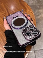 Étui de téléphone de luxe, dégradé, paillettes, plaqué diamant, support pour coque d'iPhone, pour iPhone 16 15 14 13 12 11 17 air Plus Pro Max