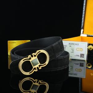 เข็มขัดหนังจระเข้ไนล์สำหรับผู้ชายแบบสั่งทำพิเศษ ย้อมสีน้ำ ขัดเงา อเนกประสงค์ คลาสสิก หัวเข็มขัดหยกชุบทอง สไตล์หรูหรา - Product Image 1