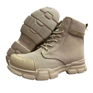 Bottes de sécurité pour hommes, chaussures de travail à talon moyen, à fermeture éclair, respirantes, antidérapantes, résistantes à l'usure, pour l'entraînement en plein air, kaki foncé - Product Image 4