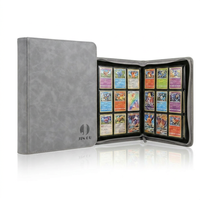 Porte-cartes en cuir suédé de qualité supérieure JIN OU - 9 pochettes - Album de collection à fermeture éclair pour cartes sportives et TCG - Capacité de 360 cartes