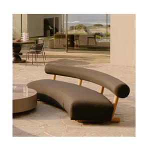 ชุดเฟอร์นิเจอร์ลานบ้านดีไซน์ทันสมัย โค้งมน ทำจากไม้สักสีดำและสีน้ำตาล - Product Image 6