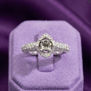 Solid 18k White Gold Pass Diamond Tester <b>Split</b> Shank Halo Semi Mount Engagement <b>Ring</b> Gh Color Top Si1 Wholesale Fine Jewelry - Product Image 1
