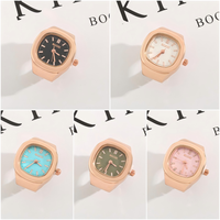 Montre à quartz carrée minimaliste, montre à porter sur le doigt fonctionnelle en temps réel, cadran 5 couleurs, boîtier plaqué 3 couches, bracelet élastique en acier inoxydable