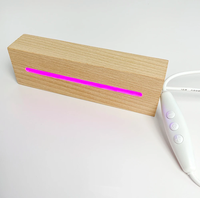 Veilleuse 3D Lumineuse Moderne Minimaliste en Bois, Base en Hêtre et Caoutchouc, Couleur Personnalisable, Réutilisable, Fonctionnant sur Piles, Décoration Murale Artistique