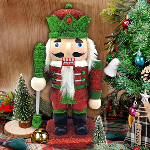 Roi <span class=keywords><strong>soldat</strong></span> arme maison bureau artisanat en bois court gros casse-noisette rouge vert émeraude <span class=keywords><strong>rose</strong></span> décoration de noël ornement - Product Image 2