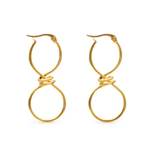 क्रिस अप्रैल स्टेनलेस स्टील फैशन गहने डिजाइनर सोने चांदी मढ़वाया मोड़ गाँठ बड़े घेरा कान की बाली