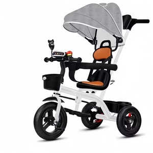 Tricycle à trois roues pour enfants avec musique pour les enfants de 1 à 6 ans, poussette en métal pour bébé - Product Image 2