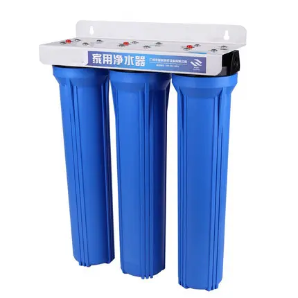 3 Stage Whole House 20" Big Blue Water Filtration System 1" Port include 20" x 4.5" Big Blue Sediment and Carbon Block Filter