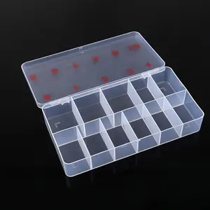 11 Grid Plastic Nail Tip Box Empty Nail Acrylic Container 1000pcs Capacity Clear Custom Label Nail Tips Storage Empty Tip Box