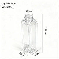 Bouteilles PET personnalisées de 400 ml pour thé et soda, bouteilles carrées vides de qualité alimentaire pour jus, emballage de boissons avec bouchon à vis