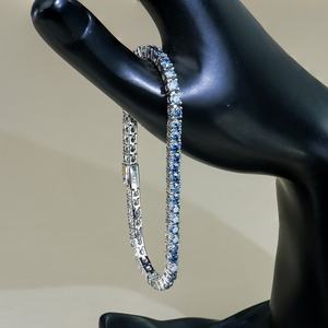 Pulsera de Cadena de Tenis Xingyue Personalizada de Plata de Ley 925 con Moissanita Azul Real de Grado VVS de 3mm-6mm - Product Image 3