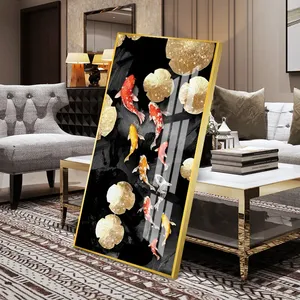 Portico corridoio decorazione verticale di lusso in vetro wall art picture crystal porcelain painting koi fish - Product Image 3